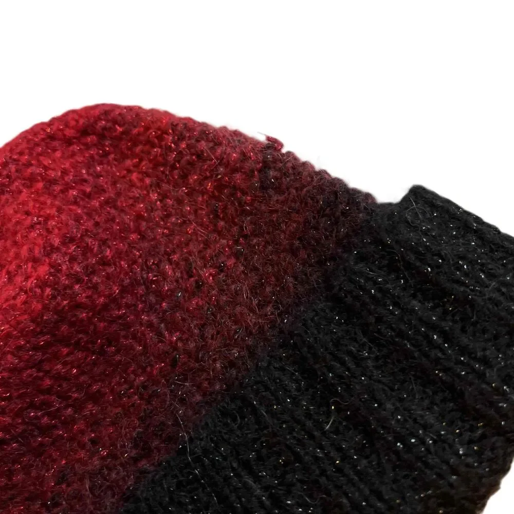 Eugenia Kim Metallic Knit Beanie Hat Color Gradient Folded Cuff‎ Womens
